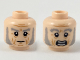 Part No: 3626cpb2255  Name: Minifigure, Head Dual Sided Light Bluish Gray Eyebrows and Muttonchops, Medium Nougat Wrinkles, Neutral / Scared Expression Pattern - Hollow Stud