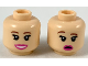 Part No: 3626cpb2319  Name: Minifigure, Head Dual Sided Female, Reddish Brown Eyebrows, Dark Pink Lips, Smile / Worried with Right Eyebrow Raised Pattern - Hollow Stud