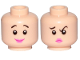 Part No: 3626cpb2340  Name: Minifigure, Head Dual Sided Female, Black Eyebrows, Pink Lips, Smile / Concerned Pattern (Wilma Flintstone) - Hollow Stud