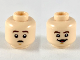 Part No: 3626cpb2390  Name: Minifigure, Head Dual Sided Dark Brown Eyebrows, Worried / Smiling with Red Tongue Pattern - Hollow Stud