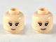 Part No: 3626cpb2403  Name: Minifigure, Head Dual Sided Female Medium Nougat Eyebrows and Freckles, Pink Lips, Neutral / Small Smirk Pattern - Hollow Stud