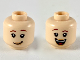 Part No: 3626cpb2404  Name: Minifigure, Head Dual Sided Female Reddish Brown Eyebrows, Peach Lips, Lopsided Grin / Wide Open Smile Pattern - Hollow Stud