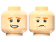 Part No: 3626cpb2412  Name: Minifigure, Head Dual Sided Dark Orange Eyebrows, Medium Nougat Chin Dimple, Lopsided Open Mouth Smile with Teeth / Angry with Frown Pattern - Hollow Stud