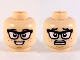 Part No: 3626cpb2443  Name: Minifigure, Head Dual Sided Black Eyebrows and Glasses, Reddish Brown Freckles, Smile / Scared Pattern - Hollow Stud