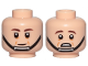 Part No: 3626cpb2452  Name: Minifigure, Head Dual Sided Dark Brown Eyebrows, Cheek Lines, Black Chin Strap, Neutral / Scared Pattern (SW Captain Antilles) - Hollow Stud