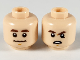 Part No: 3626cpb2500  Name: Minifigure, Head Dual Sided Dark Brown Eyebrows, Neutral / Confused with Lowered Left Eyebrow Pattern - Hollow Stud