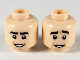 Part No: 3626cpb2501  Name: Minifigure, Head Dual Sided Thick Black Eyebrows, Low Mouth, Smile / Worried Pattern - Hollow Stud