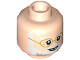 Part No: 3626cpb2587  Name: Minifigure, Head Gold Rimmed Glasses, White Beard, Gap Tooth Smile Pattern - Hollow Stud