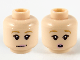 Part No: 3626cpb2629  Name: Minifigure, Head Dual Sided Female Dark Tan Eyebrows, Black Eyelashes, Bright Pink Lips, Neutral / Surprised Open Mouth with Top Teeth Pattern - Hollow Stud