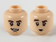 Part No: 3626cpb2653  Name: Minifigure, Head Dual Sided Dark Brown Eyebrows, Smile with Tooth Gap / Pucker Pattern - Hollow Stud