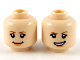 Part No: 3626cpb2680  Name: Minifigure, Head Dual Sided Female, Dark Orange Eyebrows, Peach Lips, Grin / Lopsided Smile with Left Eyebrow Raised Pattern - Hollow Stud