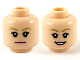 Part No: 3626cpb2683  Name: Minifigure, Head Dual Sided Female, Dark Tan Eyebrows, Bright Pink Lips, Neutral / Smile Showing Teeth Pattern - Hollow Stud