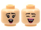 Part No: 3626cpb2802  Name: Minifigure, Head Dual Sided Female, Black Eyebrows, Dark Pink Lips, Surprised / Open Smile with Closed Eyes Pattern - Hollow Stud