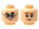 Part No: 3626cpb2810  Name: Minifigure, Head Dual Sided, Medium Nougat Scar, Black Eyebrows and Glasses / Dark Brown Eyebrows Right Raised Pattern - Hollow Stud