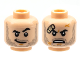 Part No: 3626cpb2826  Name: Minifigure, Head Dual Sided, Black Eyebrows, Dark Bluish Gray Stubble, Grin with Raised Eyebrow / Scowl with Bandage Pattern - Hollow Stud