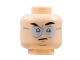 Part No: 3626cpb2843  Name: Minifigure, Head Black Eyebrows Left Raised, Silver Glasses, Grumpy Expression Pattern - Hollow Stud