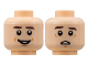 Part No: 3626cpb2862  Name: Minifigure, Head Dual Sided, Dark Brown Eyebrows, Small Smile / Scared Pattern - Hollow Stud