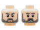 Part No: 3626cpb2904  Name: Minifigure, Head Dual Sided, Dark Bluish Gray Eyebrows and Beard, Medium Nougat Ages Lines, Neutral / Surprised Pattern - Hollow Stud