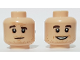Part No: 3626cpb2906  Name: Minifigure, Head Dual Sided, Dark Brown Eyebrows, Stubble, Open Mouth Smile / Quizzical Pattern - Hollow Stud