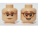 Part No: 3626cpb2910  Name: Minifigure, Head Dual Sided Female, Reddish Brown Eyebrows, Cheek and Brow Lines, Glasses, Smile / Open Mouth Smile Pattern - Hollow Stud