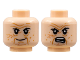 Part No: 3626cpb2911  Name: Minifigure, Head Dual Sided, Black Eyebrows, Dark Orange Wrinkles and Blemishes, Grin / Angry Pattern - Hollow Stud