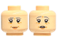Part No: 3626cpb3009  Name: Minifigure, Head Dual Sided Female Dark Bluish Gray Eyebrows, Black Eyelashes, Medium Nougat Dimples and Wrinkles, Nougat Lips, Grin / Concerned Open Mouth with Top Teeth Pattern - Hollow Stud