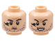 Part No: 3626cpb3023  Name: Minifigure, Head Dual Sided Beard Stubble, Reddish Brown Eyebrows, Black Snake Tattoo, Mouth Closed / Mouth Open Pattern - Hollow Stud