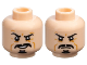 Part No: 3626cpb3030  Name: Minifigure, Head Dual Sided Black Eyebrows, Moustache, and Goatee, Medium Nougat Cheek Lines and Wrinkles, Open Mouth Smile with Teeth / Scowl Pattern - Hollow Stud