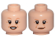 Part No: 3626cpb3053  Name: Minifigure, Head Dual Sided Female, Nougat Eyebrows, Cheek Lines, Lips, Open Mouth Smile / Smile Pattern - Hollow Stud