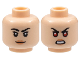 Part No: 3626cpb3061  Name: Minifigure, Head Dual Sided Female Black Eyebrows, Short Eyelashes, Nougat Lips, Grin / Bared Teeth and Red Eyes Pattern - Hollow Stud