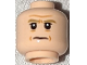 Part No: 3626cpb3068  Name: Minifigure, Head Dark Tan Thick Eyebrows, Nougat Forehead Line and Wrinkles, White Pupils, Frown Pattern - Hollow Stud