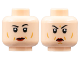 Part No: 3626cpb3111  Name: Minifigure, Head Dual Sided Female Black Eyebrows, Dark Red Lips, Medium Nougat Contour Lines, Small Smile / Scowl Pattern - Hollow Stud
