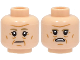 Part No: 3626cpb3133  Name: Minifigure, Head Dual Sided Dark Tan Eyebrows, Nougat Cheek Lines and Chin Dimple, Neutral / Angry with Open Mouth with Teeth Pattern - Hollow Stud