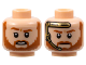 Part No: 3626cpb3135  Name: Minifigure, Head Dual Sided Dark Orange Eyebrows and Beard, Open Mouth with White Teeth / Closed Mouth and Gold Headset Pattern - Hollow Stud