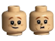 Part No: 3626cpb3189  Name: Minifigure, Head Dual Sided Dark Orange Eyebrows and Freckles, Dark Tan Hashmark on Nose, Lopsided Grin / Eating Pattern - Hollow Stud