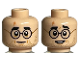 Part No: 3626cpb3191  Name: Minifigure, Head Dual Sided Medium Nougat Lightning Scar, Black Eyebrows, Glasses and Dark Tan Beard Stubble, Smile / Open Mouth Pattern - Hollow Stud