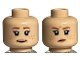 Part No: 3626cpb3192  Name: Minifigure, Head Dual Sided Female Dark Orange Eyebrows, Nougat Freckles and Lips, Smile / Angry Pattern - Hollow Stud