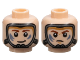Part No: 3626cpb3226  Name: Minifigure, Head Dual Sided Child, Dark Bluish Gray Air Mask, Reddish Brown Eyebrows, Sand Blue Paint Splotches, Grin / Scowl Pattern - Hollow Stud