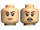 Part No: 3626cpb3239  Name: Minifigure, Head Dual Sided Female Dark Brown Eyebrows, Nougat Lips, Neutral / Angry Pattern - Hollow Stud