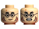 Part No: 3626cpb3244  Name: Minifigure, Head Dual Sided Black Eyebrows and Glasses, Nougat Scar, Coral Gills, Neutral / Scared with Open Mouth Pattern - Hollow Stud