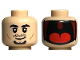 Part No: 3626cpb3245  Name: Minifigure, Head Dual Sided Black Eyebrows, Moustache Stubble and Goatee Beard, Smile / Dark Red Open Mouth with Red Tongue (Shark) Pattern - Hollow Stud
