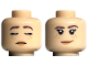Part No: 3626cpb3247  Name: Minifigure, Head Dual Sided Female Dark Brown Eyebrows, Nougat Lips and Freckles, Sleeping / Smile Pattern - Hollow Stud
