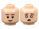 Part No: 3626cpb3260  Name: Minifigure, Head Dual Sided Dark Brown Eyebrows, Medium Nougat Chin Dimple, Grin / Scared with Bright Light Blue Eyes Pattern - Hollow Stud