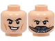 Part No: 3626cpb3277  Name: Minifigure, Head Dual Sided Black Eyebrows, Medium Nougat Cheek Lines and Dimples, Lopsided Open Mouth Smile / Breathing Apparatus Pattern - Hollow Stud