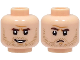 Part No: 3626cpb3278  Name: Minifigure, Head Dual Sided Dark Brown Eyebrows, Dark Tan Stubble Beard, Medium Nougat Chin Dimple, Lopsided Open Mouth Smile / Frown Pattern - Hollow Stud