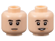 Part No: 3626cpb3284  Name: Minifigure, Head Dual Sided Black Eyebrows, Nougat Chin Dimple, Neutral / Open Mouth Smile Pattern - Hollow Stud