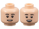 Part No: 3626cpb3285  Name: Minifigure, Head Dual Sided Black Eyebrows, Nougat Chin Dimple, Narrow Open Mouth Smile / Wide Open Mouth Smile Pattern - Hollow Stud