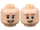Part No: 3626cpb3286  Name: Minifigure, Head Dual Sided Dark Brown Eyebrows, Nougat Chin Dimple, Lopsided Grin / Narrow Open Mouth Smile Pattern - Hollow Stud