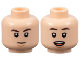 Part No: 3626cpb3288  Name: Minifigure, Head Dual Sided Dark Brown Eyebrows, Nougat Chin Dimple, Neutral / Surprised with Open Mouth with Teeth and Tongue Pattern - Hollow Stud