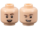 Part No: 3626cpb3289  Name: Minifigure, Head Dual Sided Dark Brown Eyebrows, Nougat Dimples, Open Mouth Smile with Teeth and Tongue / Wink Right Pattern - Hollow Stud